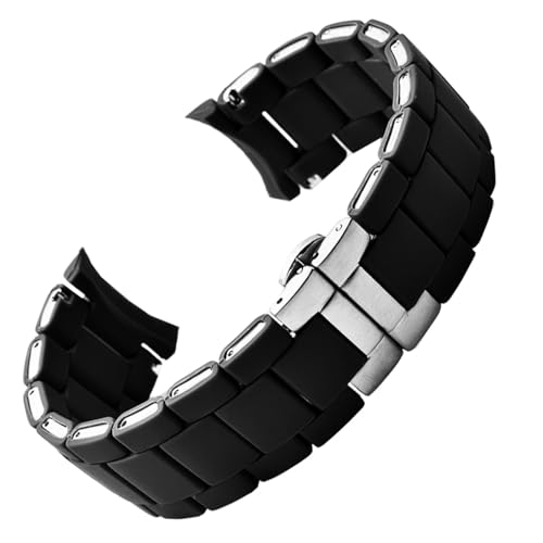 KDEGK Uhrenarmband aus Stahl, Silikonkautschuk, schwarz, weiß, für Armani AR5905 | 5906 | 5920 | 5919 | 5859 Damen 20 mm Armband 23 mm, Schwarz Silber, 23mm KDEGK Uhrenarmband aus Stahl, Silikonkautschuk, schwarz, weiß, für Armani AR5905 | 5906 | 5920 | 5919 | 5859 Damen 20 mm Armband 23 mm, Schwarz Silber, 23mm von KDEGK