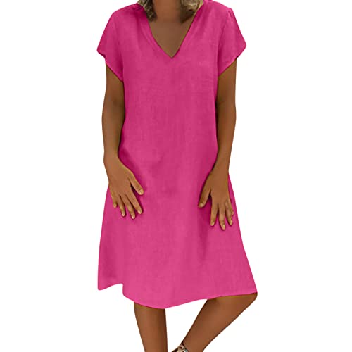 KDEIHT Angebot des Tages blitzangebot Sommerkleid Damen Leicht Leinenkleid Baumwolle Leinen Kleid Casual Kleider Sommer Midikleid V-Ausschnitt Kurzarm Strandkleid Luftig Freizeitkleid Mode Shirtkleid KDEIHT Angebot des Tages blitzangebot Sommerkleid Damen Leicht Leinenkleid Baumwolle Leinen Kleid Casual Kleider Sommer Midikleid V-Ausschnitt Kurzarm Strandkleid Luftig Freizeitkleid Mode Shirtkleid von KDEIHT