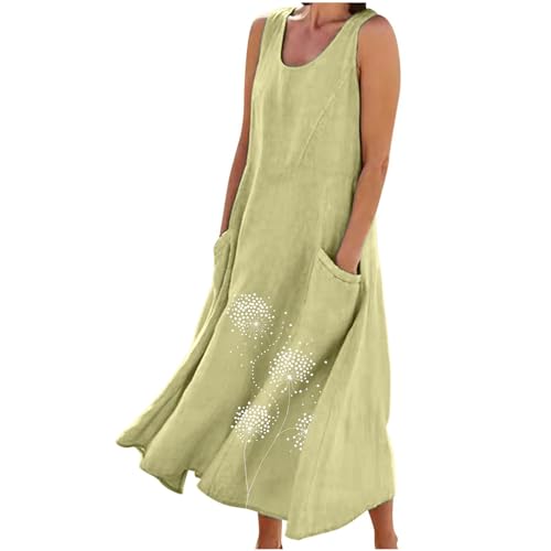 KDEIHT Angebote 2025 Damen Sommerkleid Ärmelloses Freizeitkleid Sommer Kleid 2025 Lange Strandkleid Blumen Druck Leinenkleid mit Taschen Urlaubskleid Einfarbig Mode Tankkleid KDEIHT Angebote 2025 Damen Sommerkleid Ärmelloses Freizeitkleid Sommer Kleid 2025 Lange Strandkleid Blumen Druck Leinenkleid mit Taschen Urlaubskleid Einfarbig Mode Tankkleid von KDEIHT