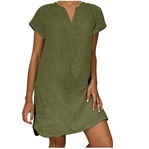KDEIHT Angebote Sommerkleid Damen Leicht Leinenkleid Baumwolle Leinen Kleid Casual Kleider Sommer Midikleid V-Ausschnitt Kurzarm Strandkleid Luftig Freizeitkleid Mode Shirtkleid KDEIHT Angebote Sommerkleid Damen Leicht Leinenkleid Baumwolle Leinen Kleid Casual Kleider Sommer Midikleid V-Ausschnitt Kurzarm Strandkleid Luftig Freizeitkleid Mode Shirtkleid von KDEIHT