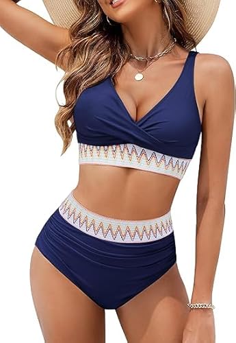 KDEIHT Bikini Damen Set Cross Zweiteiliger Badeanzug V Ausschnitt Bademode High Waist Badeanzüge Bikinioberteil Badehose Anzug mit Bauchkontrolle Swimsuit Strand Beachwear Premium Marken KDEIHT Bikini Damen Set Cross Zweiteiliger Badeanzug V Ausschnitt Bademode High Waist Badeanzüge Bikinioberteil Badehose Anzug mit Bauchkontrolle Swimsuit Strand Beachwear Premium Marken von KDEIHT