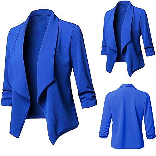 Blazer Damen Sommer Kurzblazer Casual Business Jacke Arbeit Büro Strickjacke Einfarbig Revers Mantel Anzüge Slim Leicht Coat Langarm Elegant Bequem Sommermantel Vintage Lässiges Kleidung von KDEIHT