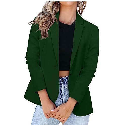 Blazer Damen Sommer Kurzblazer Casual Business Jacke Arbeit Büro Strickjacke Einfarbig Revers Mantel Anzüge Slim Leicht Coat Langarm Elegant Bequem Sommermantel Vintage Lässiges Kleidung von KDEIHT