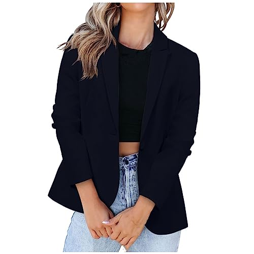 Blazer Damen Sommer Kurzblazer Casual Business Jacke Arbeit Büro Strickjacke Einfarbig Revers Mantel Anzüge Slim Leicht Coat Langarm Elegant Bequem Sommermantel Vintage Lässiges Kleidung von KDEIHT