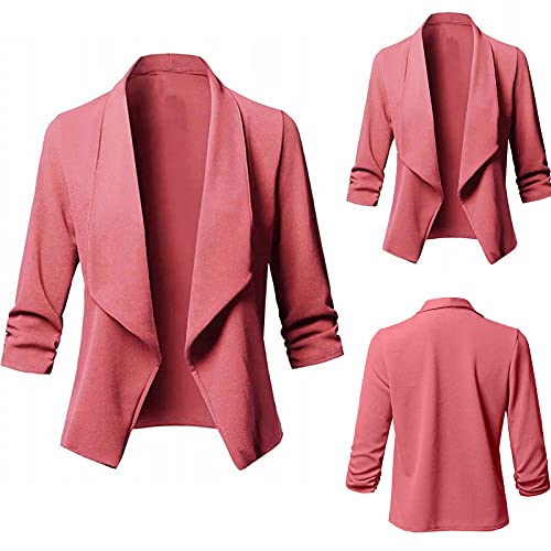 Blazer Damen Sommer Kurzblazer Casual Business Jacke Arbeit Büro Strickjacke Einfarbig Revers Mantel Anzüge Slim Leicht Coat Langarm Elegant Bequem Sommermantel Vintage Lässiges Kleidung von KDEIHT