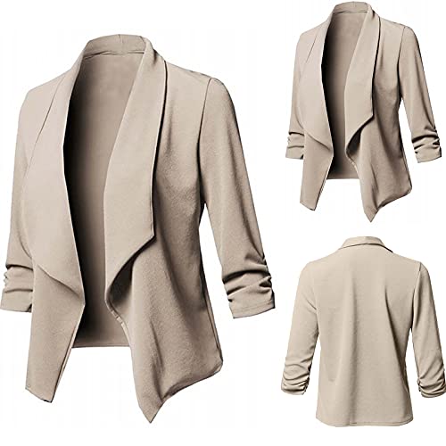 Blazer Damen Sommer Kurzblazer Casual Business Jacke Arbeit Büro Strickjacke Einfarbig Revers Mantel Anzüge Slim Leicht Coat Langarm Elegant Bequem Sommermantel Vintage Lässiges Kleidung von KDEIHT