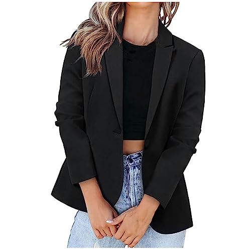 Blazer Damen Sommer Kurzblazer Casual Business Jacke Arbeit Büro Strickjacke Einfarbig Revers Mantel Anzüge Slim Leicht Coat Langarm Elegant Bequem Sommermantel Vintage Lässiges Kleidung von KDEIHT