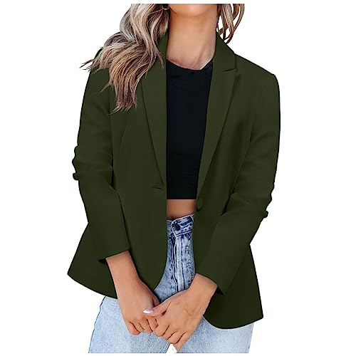 Blazer Damen Sommer Kurzblazer Casual Business Jacke Arbeit Büro Strickjacke Einfarbig Revers Mantel Anzüge Slim Leicht Coat Langarm Elegant Bequem Sommermantel Vintage Lässiges Kleidung von KDEIHT