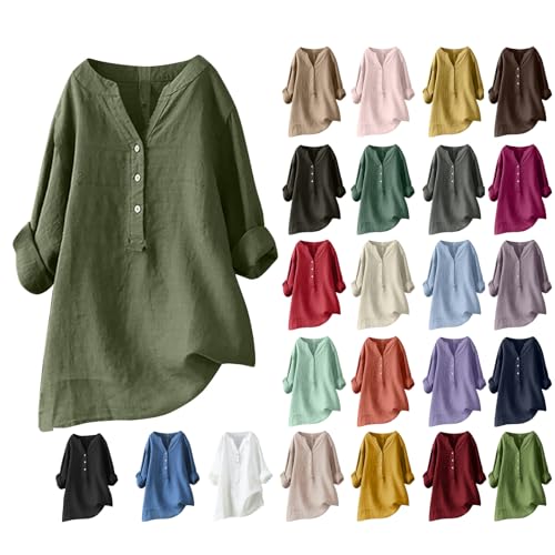 KDEIHT Bluse Damen Elegant Leinenbluse Langarm Blusen Baumwolle Leinen Tuniken Sommer Oversized Longbluse Button-Down Longshirt Musselin Tops Locker Blusenshirt Angebote KDEIHT Bluse Damen Elegant Leinenbluse Langarm Blusen Baumwolle Leinen Tuniken Sommer Oversized Longbluse Button-Down Longshirt Musselin Tops Locker Blusenshirt Angebote von KDEIHT