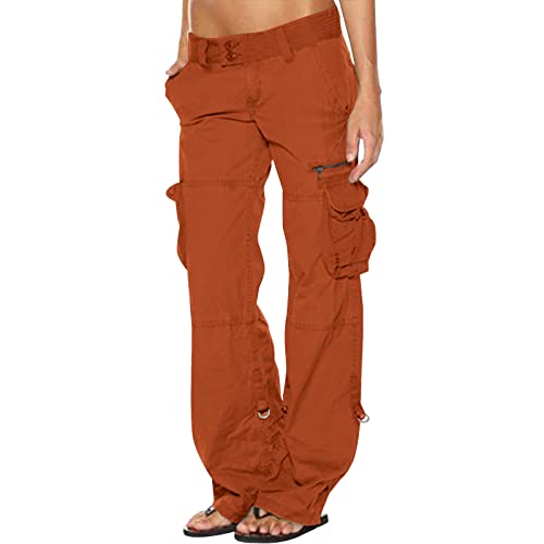 Cargohose Damen Stretch Hosen Einfarbig Mode Jogginganzug High Waist Freizeithose Lange Vintage Outdoorhose Klassisch Vintage Haremshose Baggy Stoffhose mit Taschen Wanderhose von KDEIHT