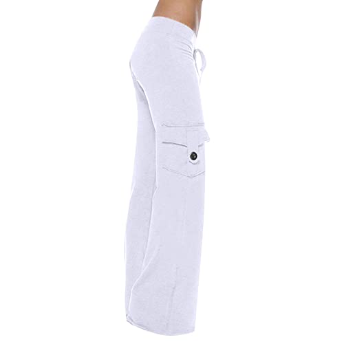 Cargohose Damen Stretch Hosen Einfarbig Mode Jogginganzug High Waist Freizeithose Lange Vintage Outdoorhose Klassisch Vintage Haremshose Baggy Stoffhose mit Taschen Wanderhose von KDEIHT