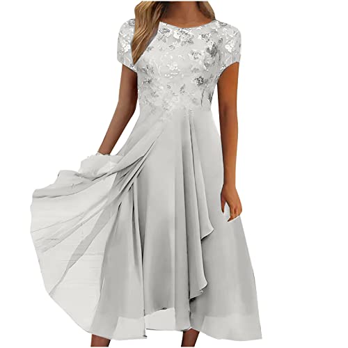KDEIHT Damen Chiffon Spitzenkleid Brautjungfer Kleid Elegant Party Cocktailkleid Festliches Ballkleid Kurzarm Partykleid Rundhalsausschnitt Abendkleid Sommerkleid KDEIHT Damen Chiffon Spitzenkleid Brautjungfer Kleid Elegant Party Cocktailkleid Festliches Ballkleid Kurzarm Partykleid Rundhalsausschnitt Abendkleid Sommerkleid von KDEIHT