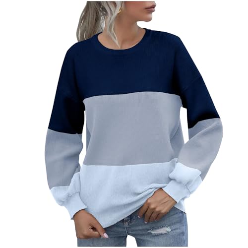 KDEIHT Damen Pullover Neues 2024 Strickpullover Elegant Pulli Rundhals Langarm Sweatshirt Stricken Oberteile Streifen Casual Sweater Mode Warm Strickpulli Einfach Tunika Klassisch Winterpullover KDEIHT Damen Pullover Neues 2024 Strickpullover Elegant Pulli Rundhals Langarm Sweatshirt Stricken Oberteile Streifen Casual Sweater Mode Warm Strickpulli Einfach Tunika Klassisch Winterpullover von KDEIHT