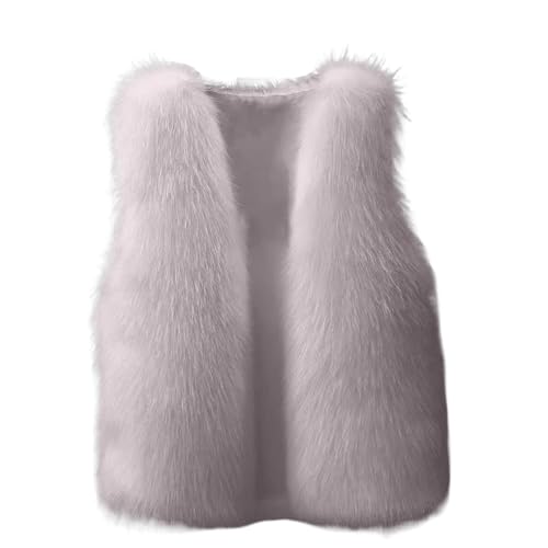 KDEIHT Felljacke Ärmellose Pelzweste Flauschig Mode Fellweste Weich Jacke Kunstfell Wolleweste Faux Pelz PlüSchjacke Fleece Winterjacke Kuschelig Fell Fleecejacke Einfarbig Kunstfellweste von KDEIHT