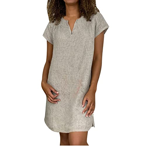 KDEIHT Last Minute Angebote Sommerkleid Damen Leicht Leinenkleid Baumwolle Leinen Kleid Casual Kleider Sommer Midikleid V-Ausschnitt Kurzarm Strandkleid Luftig Freizeitkleid Mode Shirtkleid KDEIHT Last Minute Angebote Sommerkleid Damen Leicht Leinenkleid Baumwolle Leinen Kleid Casual Kleider Sommer Midikleid V-Ausschnitt Kurzarm Strandkleid Luftig Freizeitkleid Mode Shirtkleid von KDEIHT