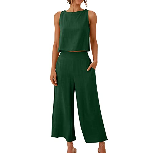 KDEIHT Musselin Hosenanzug Damen Sommer Zweiteiler Tank Top und Hose 2 Teiler Elegant Hosenanzüge Baumwolle Leinen Jogginganzug Elegant Outfit Business Casual Anzug beliebte marken KDEIHT Musselin Hosenanzug Damen Sommer Zweiteiler Tank Top und Hose 2 Teiler Elegant Hosenanzüge Baumwolle Leinen Jogginganzug Elegant Outfit Business Casual Anzug beliebte marken von KDEIHT