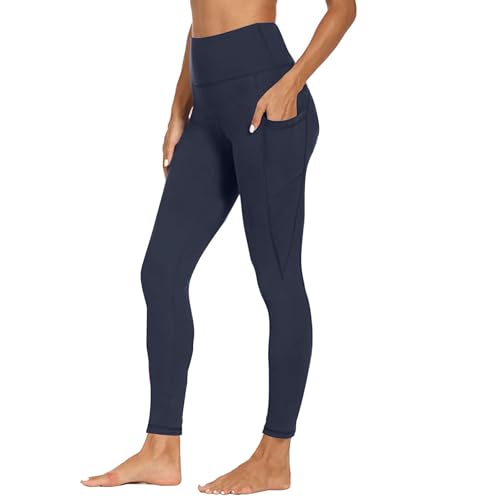 KDEIHT Sport Leggings Damen High Waist Yogahose Leggins mit Bauchkontrolle Sporthose Blickdicht Fitnesshose Schwarze Laufhosen Yoga Hose Elastische Trainingshose Bequem Gym Sportleggings von KDEIHT