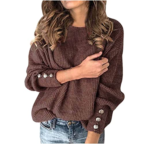 KDEIHT Strickpullover Damen Casual Pulli Winter Warm Sweatshirt Langarm Rollkragenpullover Oversized Sweatshirts Elegant Strickpullover Rollkragen Bluse Mode Sweater Bequem Langarmshirt von KDEIHT