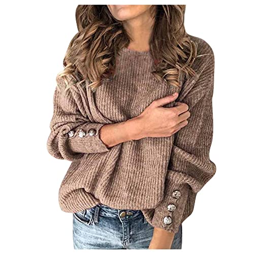 KDEIHT Strickpullover Damen Casual Pulli Winter Warm Sweatshirt Langarm Rollkragenpullover Oversized Sweatshirts Elegant Strickpullover Rollkragen Bluse Mode Sweater Bequem Langarmshirt von KDEIHT