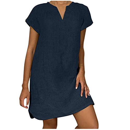 KDEIHT beliebte Marken Sommerkleid Damen Leicht Leinenkleid Baumwolle Leinen Kleid Casual Kleider Sommer Midikleid V-Ausschnitt Kurzarm Strandkleid Luftig Freizeitkleid Mode Shirtkleid KDEIHT beliebte Marken Sommerkleid Damen Leicht Leinenkleid Baumwolle Leinen Kleid Casual Kleider Sommer Midikleid V-Ausschnitt Kurzarm Strandkleid Luftig Freizeitkleid Mode Shirtkleid von KDEIHT