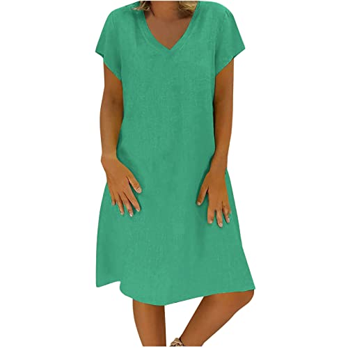 KDEIHT beliebte Marken Sommerkleid Damen Leicht Leinenkleid Baumwolle Leinen Kleid Casual Kleider Sommer Midikleid V-Ausschnitt Kurzarm Strandkleid Luftig Freizeitkleid Mode Shirtkleid KDEIHT beliebte Marken Sommerkleid Damen Leicht Leinenkleid Baumwolle Leinen Kleid Casual Kleider Sommer Midikleid V-Ausschnitt Kurzarm Strandkleid Luftig Freizeitkleid Mode Shirtkleid von KDEIHT
