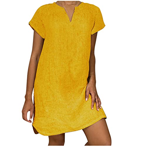 KDEIHT unsere Marken Sommerkleid Damen Leicht Leinenkleid Baumwolle Leinen Kleid Casual Kleider Sommer Midikleid V-Ausschnitt Kurzarm Strandkleid Luftig Freizeitkleid Mode Shirtkleid KDEIHT unsere Marken Sommerkleid Damen Leicht Leinenkleid Baumwolle Leinen Kleid Casual Kleider Sommer Midikleid V-Ausschnitt Kurzarm Strandkleid Luftig Freizeitkleid Mode Shirtkleid von KDEIHT