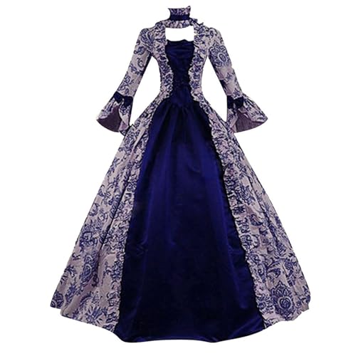 Mittelalter Kleidung Damen Gothic Viktorianisches Kleid Vintage Kleider Korsett Ballkleid Prinzessin Maxikleid A-Line Barock mit Trompetenärmel Röcke Renaissance Halloween Partykleider von KDEIHT