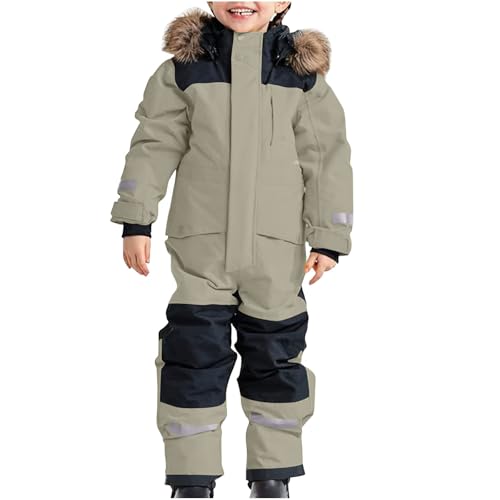 Schneeanzug Kinder Unisex Skianzug Verdickt Warm Skioverall Winter Warme Skianzüge mit Kapuze Schneeoverall Wasserdicht Winddicht Winteranzug Outdoor Thermo Schneeanzüge Mädchen Einteiliges von KDEIHT