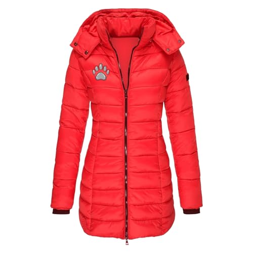 Wintermäntel Damen Lange Steppmantel Winter Daunenmantel Warm Jacke Mantel mit Kapuze Reißverschluss Daunenjacke Parka Daunenjacke Winddichter Outdoorjacke Leicht Steppmantel von KDEIHT