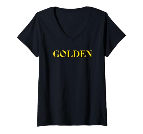 Damen Golden | K-Pop-Fanphrase T-Shirt mit V-Ausschnitt Damen Golden | K-Pop-Fanphrase T-Shirt mit V-Ausschnitt von KDH Fun Fits