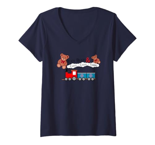 Damen Teddybären und Choo Choo Züge | Lustiger K-Pop Fan Spruch T-Shirt mit V-Ausschnitt Damen Teddybären und Choo Choo Züge | Lustiger K-Pop Fan Spruch T-Shirt mit V-Ausschnitt von KDH Fun Fits
