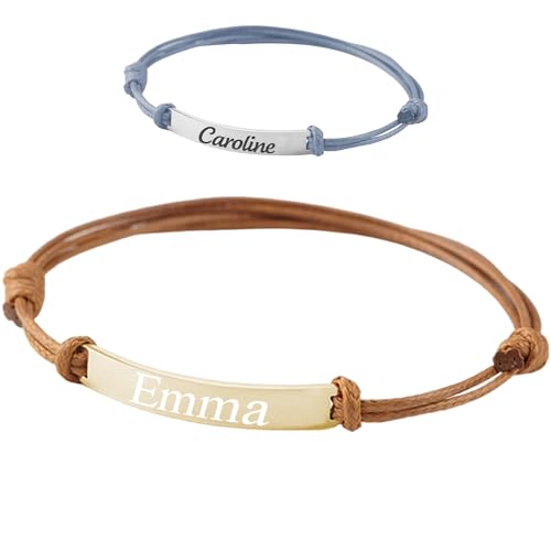 KDO MAGIC - Armband Personalisiert Damen - Personalisierbares Armband für Herren und Damen - Armband mit Gravur - Vorname oder Datum graviert - Geschenk für Mutter, Vater, Muttertag (Braun) von KDO MAGIC
