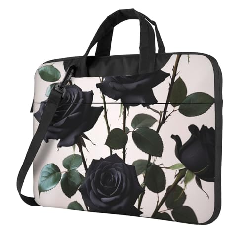 Laptoptasche mit Gothic-Motiv und schwarzen Rosen, passend für 13/14/39,6 cm (13/14/15,6 Zoll) Notebook-Computertaschen für Damen und Herren von KDSEFHHCB