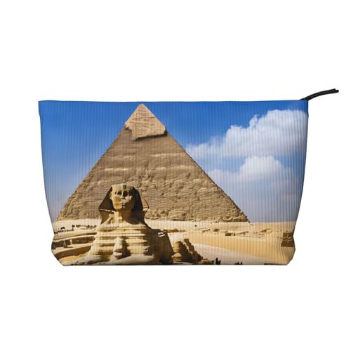 Cord-Make-up-Tasche mit Reißverschluss, Kosmetiktasche für Damen, kleine Make-up-Tasche für Geldbörse, tragbare Reise-Kosmetiktasche, Geschenktasche für Damen, Mädchen, Damen, Rot, Pyramiden Ägypten, von KDUBNJDS