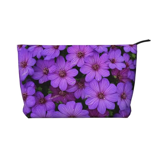 Cord-Make-up-Tasche mit Reißverschluss, Kosmetiktasche für Damen, kleine Make-up-Tasche für Geldbörse, tragbare Reise-Kosmetiktasche, Geschenktasche für Damen, Mädchen, Damen, Rot, Violette Lilien, von KDUBNJDS