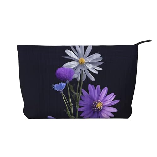 Cord-Make-up-Tasche mit Reißverschluss, Kosmetiktasche für Damen, kleine Make-up-Tasche für Geldbörse, tragbare Reise-Kosmetiktasche, Geschenktasche für Damen, Mädchen, Damen, Rot, Violette Blume, von KDUBNJDS