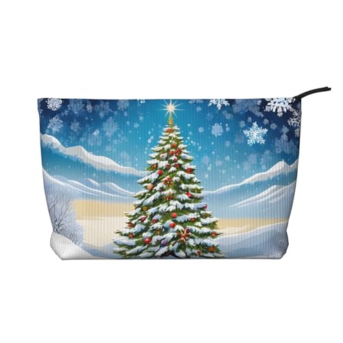 Cord-Make-up-Tasche mit Reißverschluss, Kosmetiktasche für Damen, kleine Make-up-Tasche für Geldbörse, tragbare Reise-Kosmetiktasche, Geschenktasche für Damen, Mädchen, Damen, Weihnachtsbäume, von KDUBNJDS