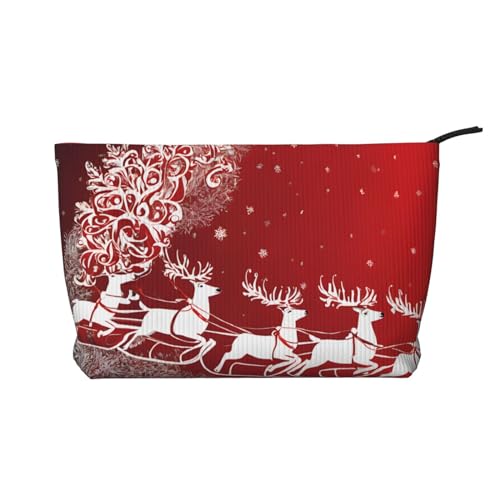 Cord-Make-up-Tasche mit Reißverschluss, Kosmetiktasche für Damen, kleine Make-up-Tasche für Geldbörse, tragbare Reise-Kosmetiktasche, Geschenktasche für Damen, Mädchen, Damen, Weihnachtsmagie, von KDUBNJDS