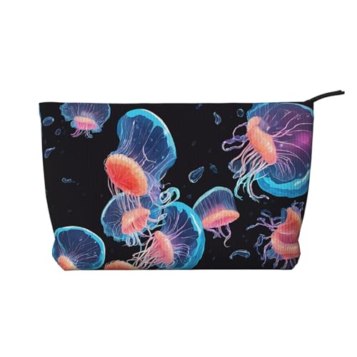 Corgi Make-up-Tasche mit Reißverschluss, Kosmetiktasche für Damen, kleine Make-up-Tasche für Geldbörse, tragbare Reise-Kosmetiktasche, Geschenktasche für Damen, Mädchen, Damen, Bunte Quallen, von KDUBNJDS