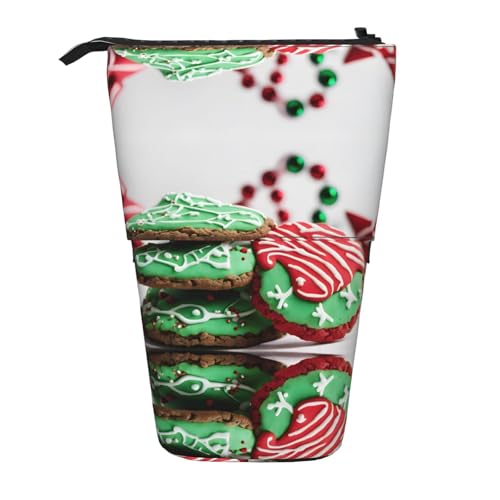 KDUBNJDS Federmäppchen (Lebkuchenmann-Süßigkeiten), modisches Schreibwaren-Federmäppchen für Jungen, Mädchen, Studenten, Kinder, Reißverschluss, Teleskop-Federmäppchen, Schwarz , Einheitsgröße, von KDUBNJDS