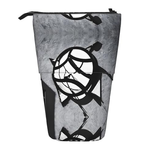 KDUBNJDS Federmäppchen mit Musik-Motiv und Musikschlüsseln, modisches Schreibwaren-Federmäppchen für Jungen, Mädchen, Studenten, Kinder, mit Reißverschluss, Teleskop-Federmäppchen, Schwarz , von KDUBNJDS