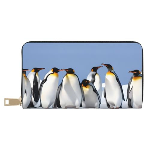 KDUBNJDS Ledergeldbörse, Kreditkartenetui für Damen und Herren, mit 12 Kartenfächern, 3 Fächern für Bargeld und integrierten Münzfächern mit Reißverschluss (Pflanzenmotiv Sonnenblume), pinguin, von KDUBNJDS