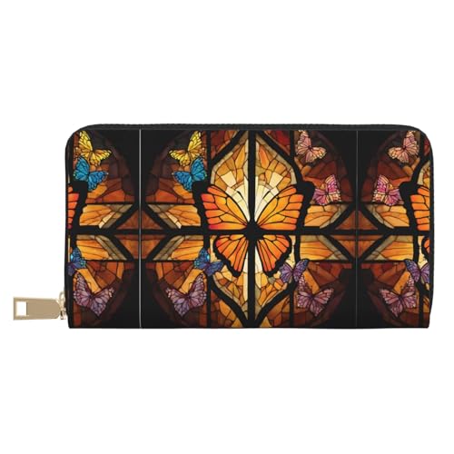 KDUBNJDS Ledergeldbörse, Kreditkartenetui für Damen und Herren, mit 12 Kartenfächern, 3 Fächern für Bargeld und integrierten Münzfächern mit Reißverschluss (Pflanzenmotiv Sonnenblume), Orange, von KDUBNJDS