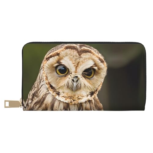 KDUBNJDS Ledergeldbörse, Kreditkartenetui für Damen und Herren, mit 12 Kartenfächern, 3 Fächern für Bargeld und integrierten Münzfächern mit Reißverschluss (Pflanzenmotiv Sonnenblume), Outdoor-Eule, von KDUBNJDS