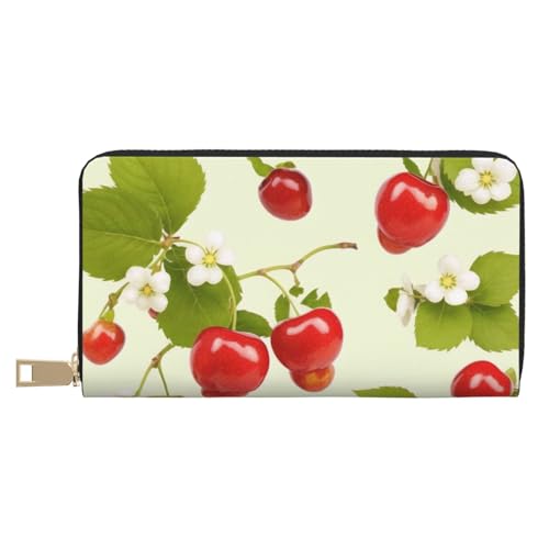 KDUBNJDS Ledergeldbörse, Kreditkartenetui für Damen und Herren, mit 12 Kartenfächern, 3 Fächern für Bargeld und integrierten Münzfächern mit Reißverschluss (Sonnenblumen), Erdbeermuster, Einheitsgröße von KDUBNJDS