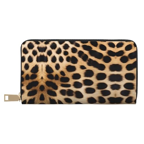 KDUBNJDS Ledergeldbörse, Kreditkartenetui für Damen und Herren, mit 12 Kartenfächern, 3 Fächern für Bargeld und integrierten Münzfächern mit Reißverschluss (Sonnenblumen), Rauer Leopardenmuster, von KDUBNJDS