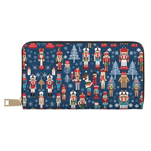 KDUBNJDS Ledergeldbörse, Kreditkartenetui für Damen und Herren, mit 12 Kartenfächern, 3 Fächern für Bargeld und integrierten Münzfächern mit Reißverschluss (Zebramuster), Damen Nussknacker Ballett von KDUBNJDS