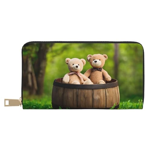 KDUBNJDS Ledergeldbörse, Kreditkartenetui für Damen und Herren, mit 12 Kartenfächern, 3 Fächern für Bargeld und integrierten Münzfächern mit Reißverschluss (Zebramuster), Stoffbär, Einheitsgröße von KDUBNJDS