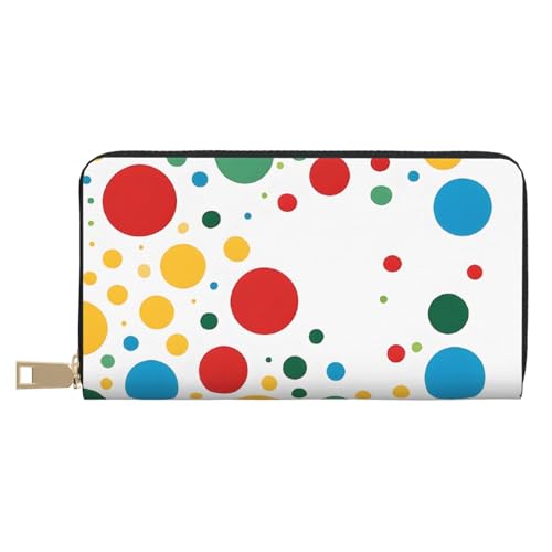 KDUBNJDS Ledergeldbörse, Kreditkartenetui für Damen und Herren, mit 12 Kartenfächern, 3 Fächern für Bargeld und integrierten Münzfächern mit Reißverschluss (Zebramuster), Twister Polka Dots, von KDUBNJDS