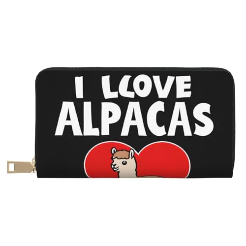 KDUBNJDS Ledergeldbörse Kreditkartenetui für Damen und Herren mit 12 Kartenfächern, 3 Fächern für Bargeld und integrierten Münzfächern mit Reißverschluss, Zitronenfrucht, I Love Alpakas, Einheitsgröße von KDUBNJDS